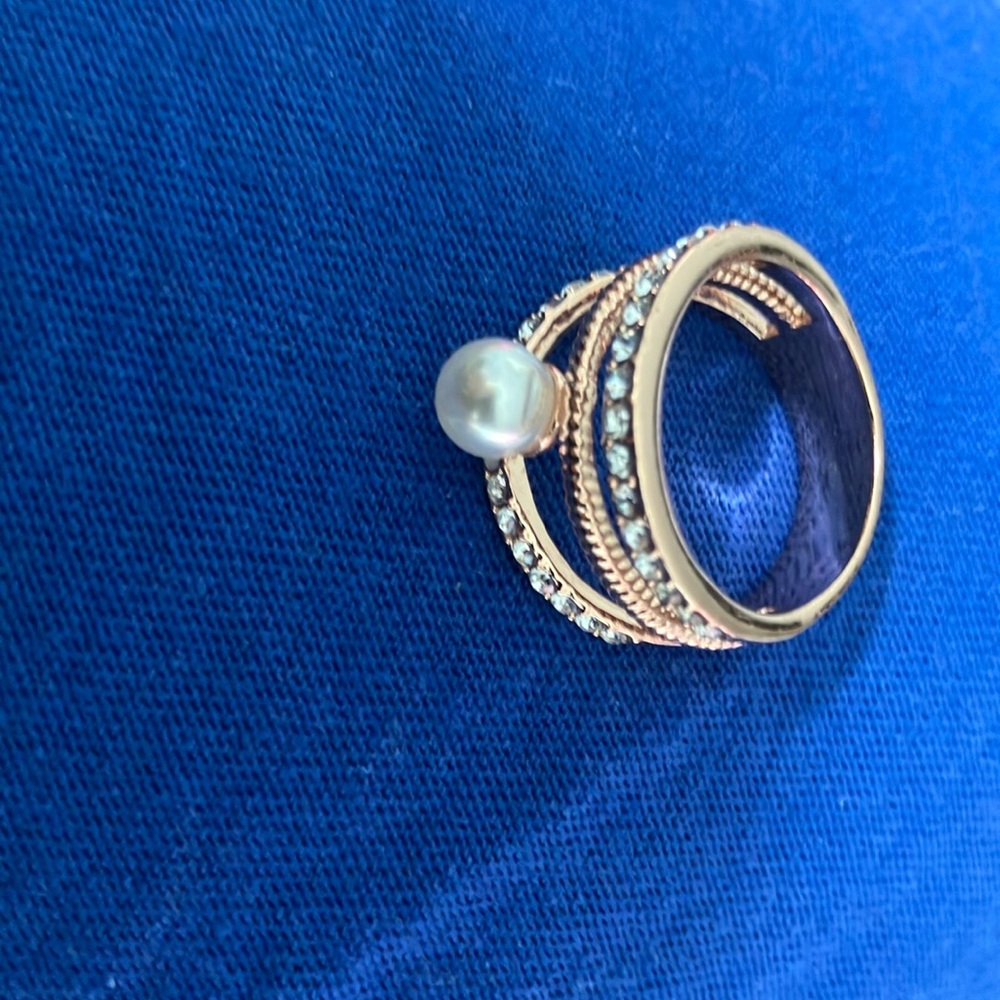 Gold and White Pearl(faux). With crystals beautiful